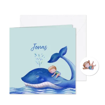 Geboortekaartje jongen met lieve walvis